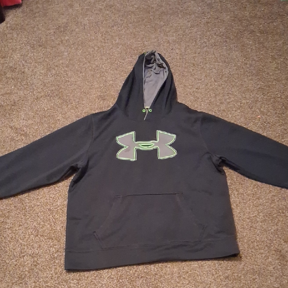 Under Armour Charcoal Hoodie with Neon Green Emblem